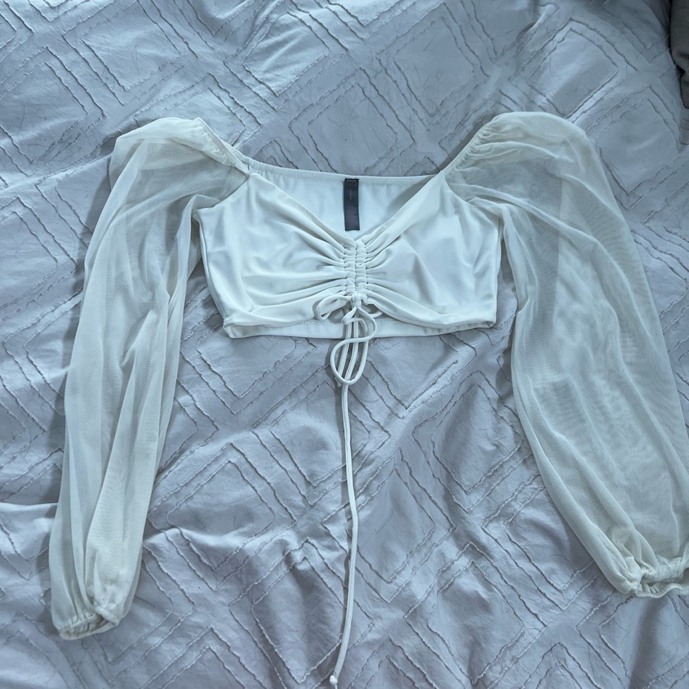 White Sheer Sleeve Top